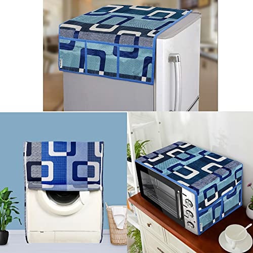 E-Retailer® Combo Set of Appliances Cover (1 Pc. of Fridge Top Cover, 1 Pc. of Microwave Oven Top Cover and 1 Pc. Front Load Washing Machine Cover) (Color-Maroon, Design-Ethnic, Set Contains-3 Pcs.) - Image 1