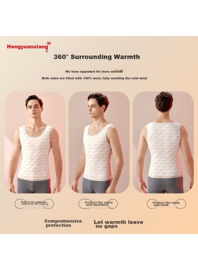 Hengyuanxiang Hengyuanxiang [100% Wool] Men's Thermal Vest, Fleece-lined Thickened Warm Undershirt, Men's Base Layer, Sleeveless Jacket - Image 5