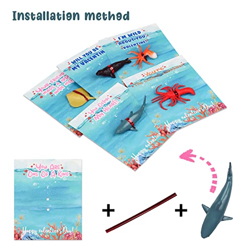 POPGIFTU Valentines Day Gifts for Kids 36 Pack Sea Animal Valentine Cards with Mini Ocean Toys Classroom Exchange Party Favors for Boys Girls - Image 5