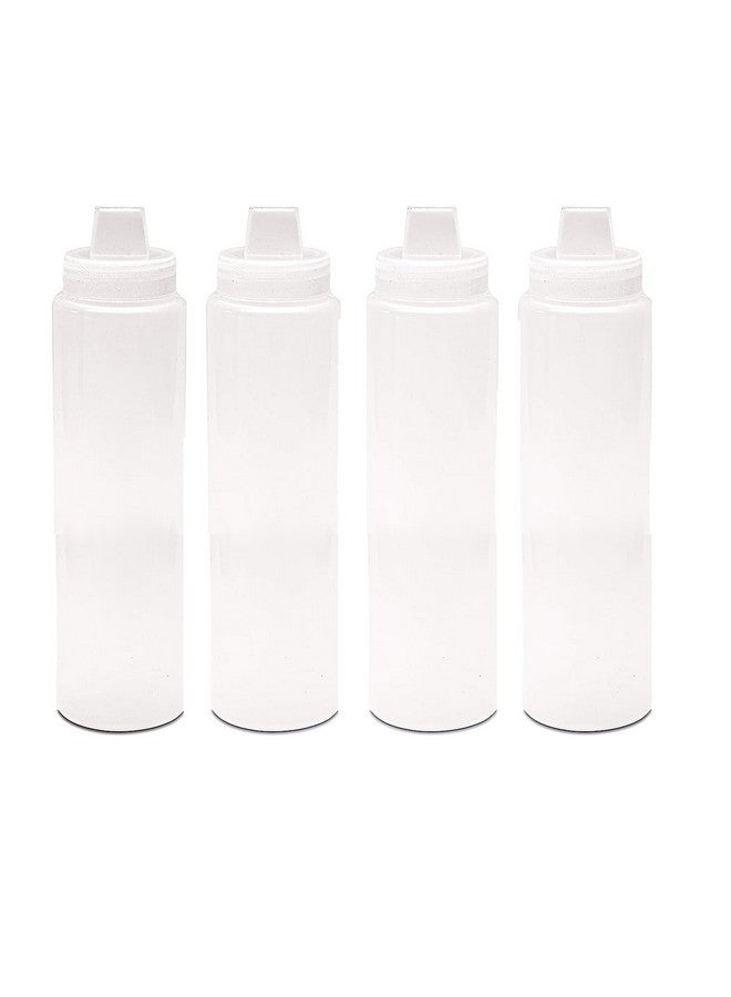 THW زجاجات ضغط بلاستيكية THW® سعة 1 لتر (1000 مل) 36 أونصة لخلط الجبن، الكاتشب، الخردل، المايونيز، صلصة الشواء الحارة، التتبيل، شفافة - عبوة من 4 قطع - Image 2