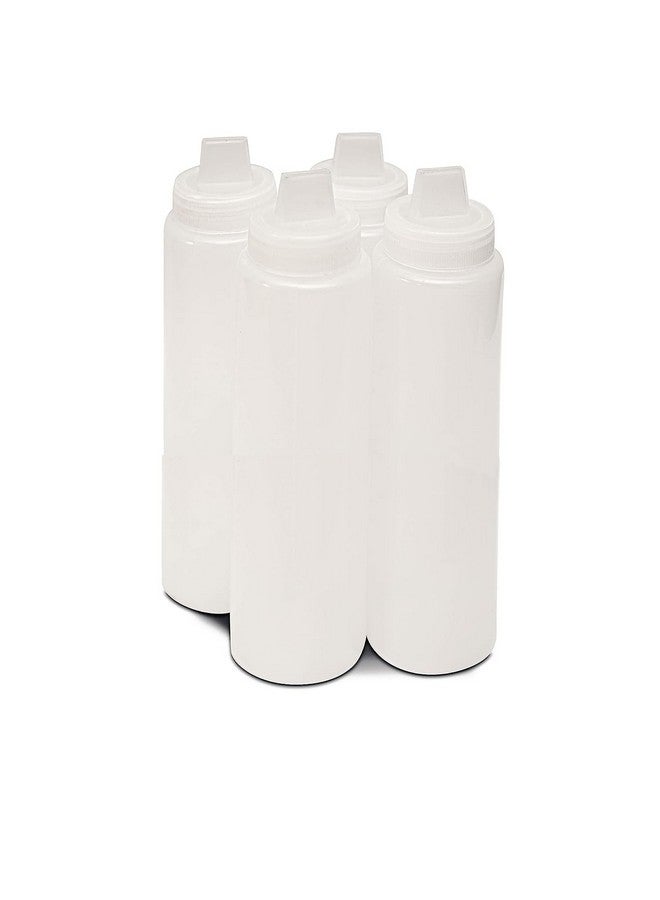 THW زجاجات ضغط بلاستيكية THW® سعة 1 لتر (1000 مل) 36 أونصة لخلط الجبن، الكاتشب، الخردل، المايونيز، صلصة الشواء الحارة، التتبيل، شفافة - عبوة من 4 قطع - Image 1