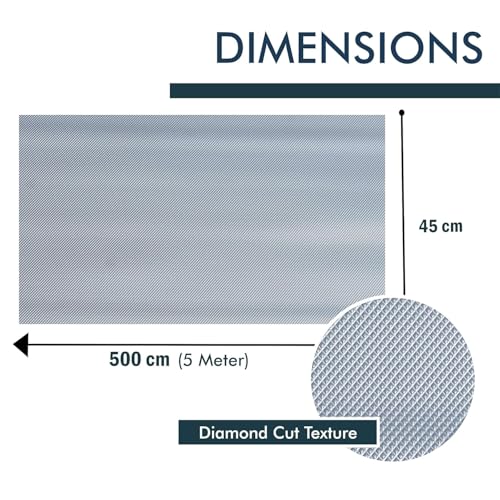 KayJen (45cmX5m) Silver Food Grade EVA Anti Slip MatSheet for Fridge, Kitchen, Drawer, Shelf Liner, Table (Diamond Texture, Silver) - Image 2
