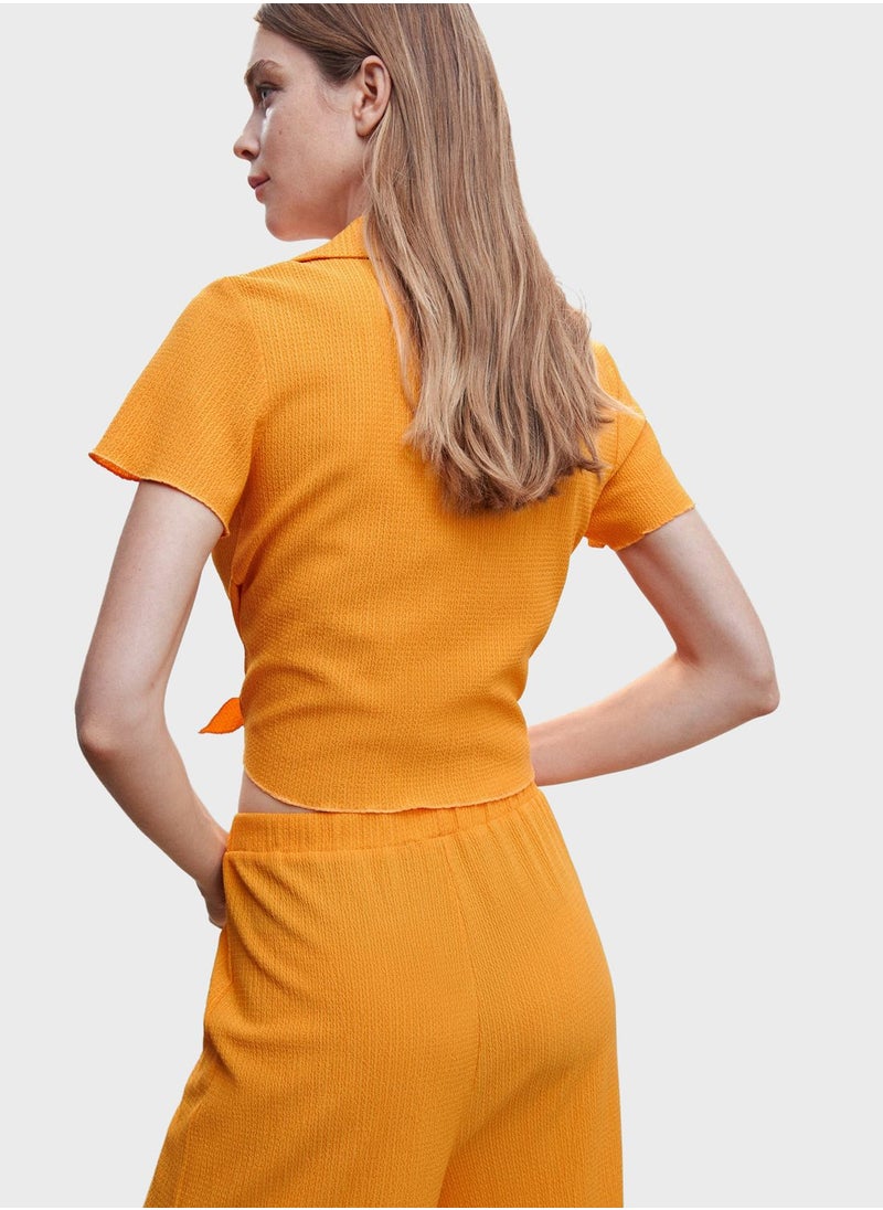 MANGO - Polo Neck Tie Detail Top - Image 1