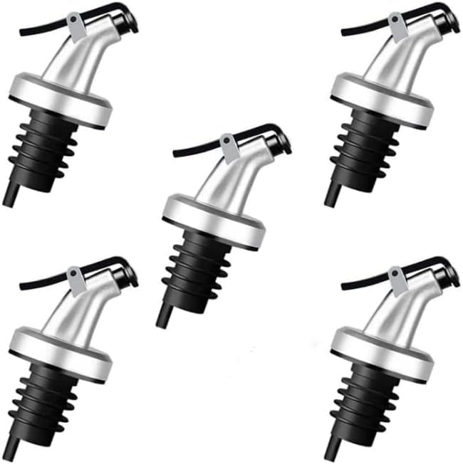 Black Olive Plastic Oil Dispenser Bottle, Nozzle, Oil Pour Spouts, Olive Oil Vinegar Wine Dispenser with Leak-Proof Cap,Oil Bottle Stopper for Kitchen, Restaurants, Bars, Coffee Shops (Pack of 5) - Image 1