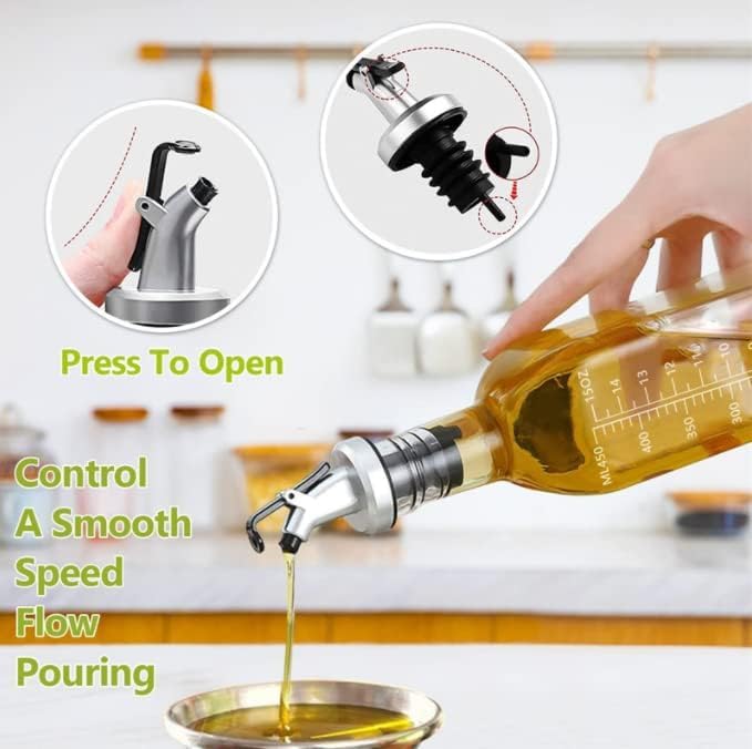 Black Olive Plastic Oil Dispenser Bottle, Nozzle, Oil Pour Spouts, Olive Oil Vinegar Wine Dispenser with Leak-Proof Cap,Oil Bottle Stopper for Kitchen, Restaurants, Bars, Coffee Shops (Pack of 5) - Image 4