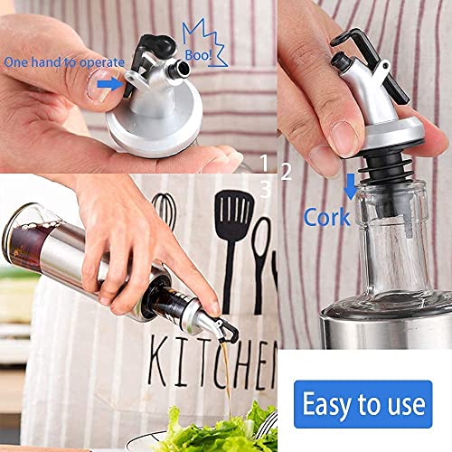 Black Olive Plastic Oil Dispenser Bottle, Nozzle, Oil Pour Spouts, Olive Oil Vinegar Wine Dispenser with Leak-Proof Cap,Oil Bottle Stopper for Kitchen, Restaurants, Bars, Coffee Shops (Pack of 5) - Image 5
