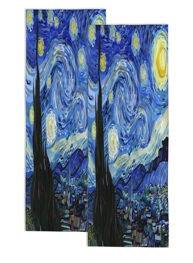 Snowmolle 2 Pack Hand Bath Towel,Van Gogh Starry Night Decorative Bath Towel Set of 2,Fingertip Towel Bathroom Kitchen Towel Set Highly Absorbent SPA Gym Towels 14x28 Inch - Image 1