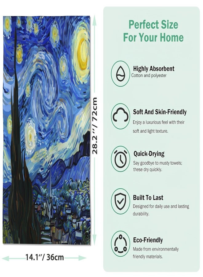 Snowmolle 2 Pack Hand Bath Towel,Van Gogh Starry Night Decorative Bath Towel Set of 2,Fingertip Towel Bathroom Kitchen Towel Set Highly Absorbent SPA Gym Towels 14x28 Inch - Image 2