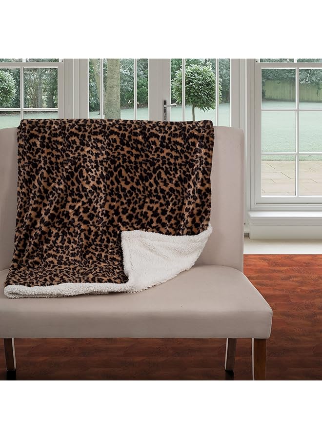 لافيش هوم بطانية ناعمة قابلة للغسل في الغسالة مقاس 50 × 60 بوصة، بطانيات ناعمة قابلة للعكس للأريكة أو الكرسي أو السرير، بنقشة الفهد - Image 2