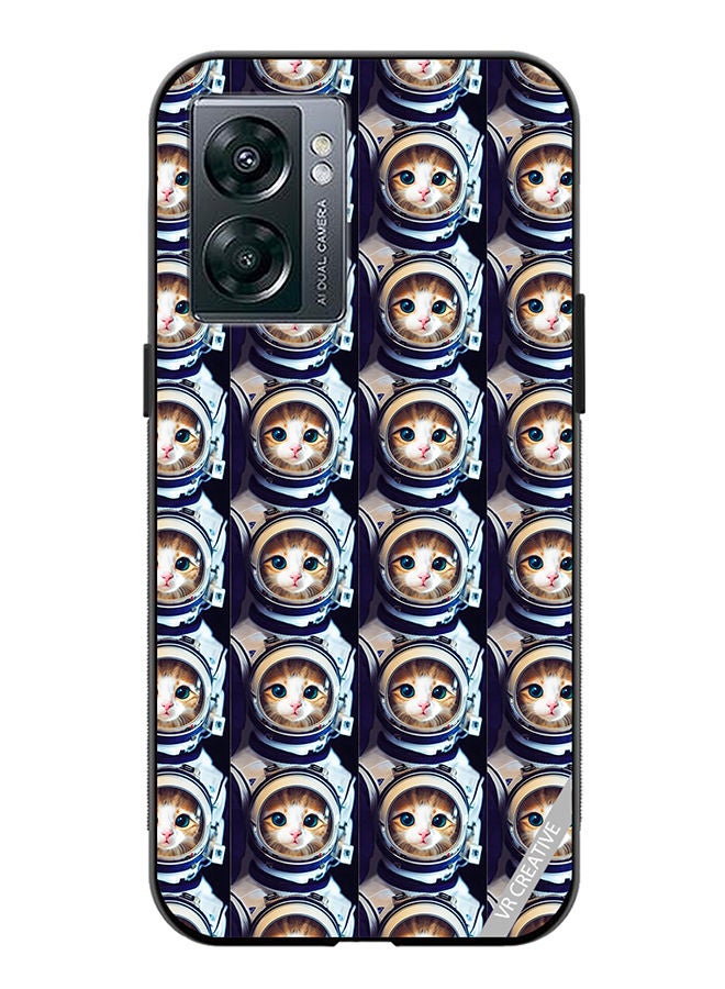 VR CREATIVE Protective Case Cover For OnePlus Nord N300 Cat Face Inside Astronauts Helmet Pattern Design Multicolour  - Image 1