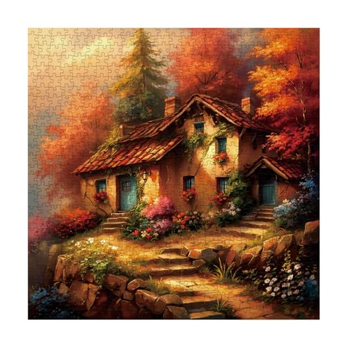 Larkipuzz Vintage Cabin Landscape Puzzles for Adults 1000 Pieces Beautiful House Autumn Jigsaw Puzzle Impossible Sunset Art Puzzles - Image 5