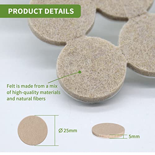 COVERCORNER Felt Furniture Pads for Hardwood Floors 48 PCS, Furniture Pads, Floor Protectors for Hardwood Floors, Felt Pads for Furniture, Round, Beige - Image 3