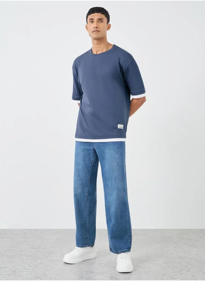 Styli Styli Contrast Trim Pure Cotton Oversized T-Shirt