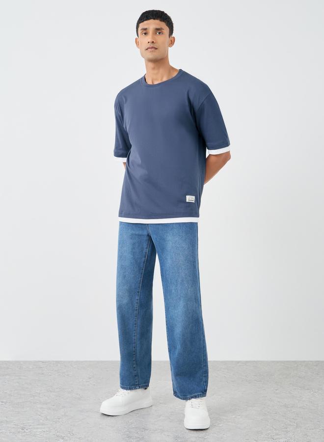 Styli Contrast Trim Pure Cotton Oversized T-Shirt - Image 2