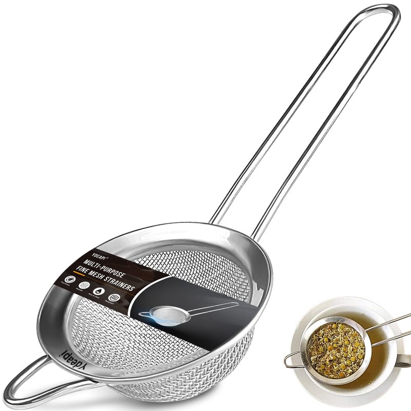 Ydeapi Fine Mesh Small Strainer 2.7 Inch, Metal Mini Sieve with Sturdy Handle, Stainless Steel Strainer for Tea, Juice, Coffee, Matcha Powder, Cocktail, Powdered Sugar - Image 1