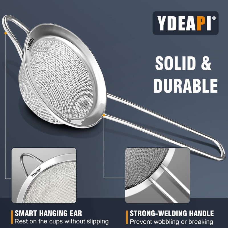 Ydeapi Fine Mesh Small Strainer 2.7 Inch, Metal Mini Sieve with Sturdy Handle, Stainless Steel Strainer for Tea, Juice, Coffee, Matcha Powder, Cocktail, Powdered Sugar - Image 3