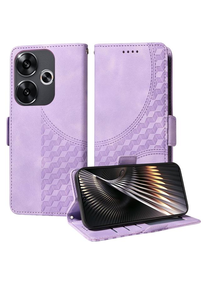 The Bros Case For Xiaomi Poco F6 Embossed Rhombus Starry Leather Phone Case