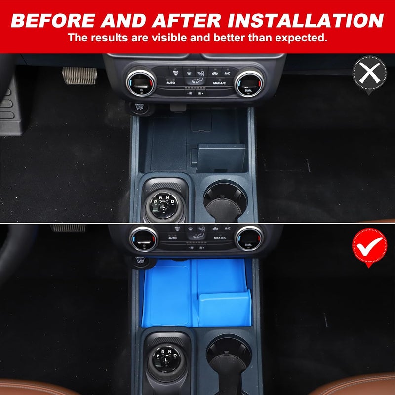 Daeiclru Center Console Organizer Compatible with Ford Maverick 2022-2024 & 2025 Maverick XL/XLT, Central Control Groove Shock Pad Organizer Tray Insert Tray Gear Shift Secondary Storage Box (Blue) - Image 2