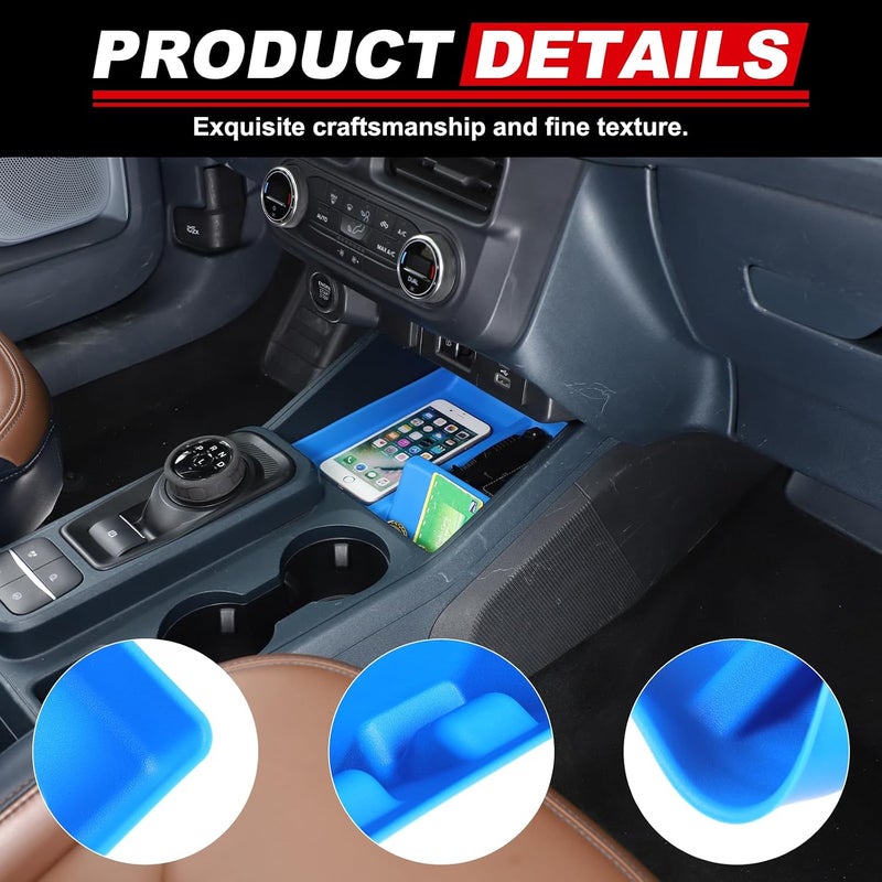 Daeiclru Center Console Organizer Compatible with Ford Maverick 2022-2024 & 2025 Maverick XL/XLT, Central Control Groove Shock Pad Organizer Tray Insert Tray Gear Shift Secondary Storage Box (Blue) - Image 3