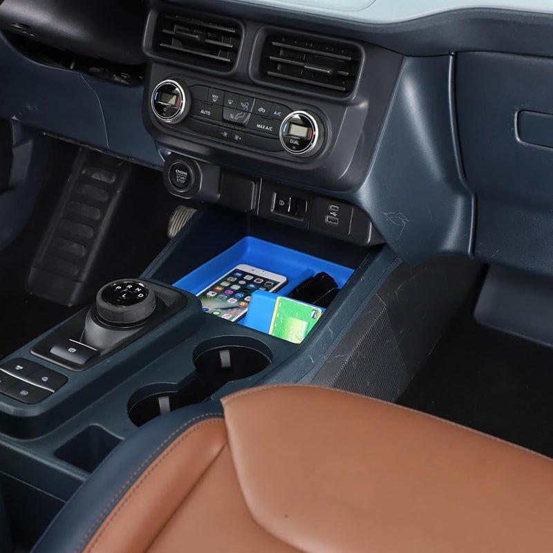 Daeiclru Center Console Organizer Compatible with Ford Maverick 2022-2024 & 2025 Maverick XL/XLT, Central Control Groove Shock Pad Organizer Tray Insert Tray Gear Shift Secondary Storage Box (Blue) - Image 5