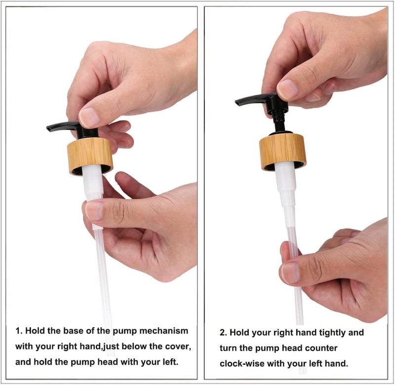 Mooka موزع صابون لمطبخ موزع غسيل اليدين موزع غسيل الأطباق موزع صابون سائل لمغسلة المطبخ موزعات سائل غسيل الأطباق وغسيل اليدين مضخة مع صينية من الخيزران، زجاج، 17 أونصة - Image 4