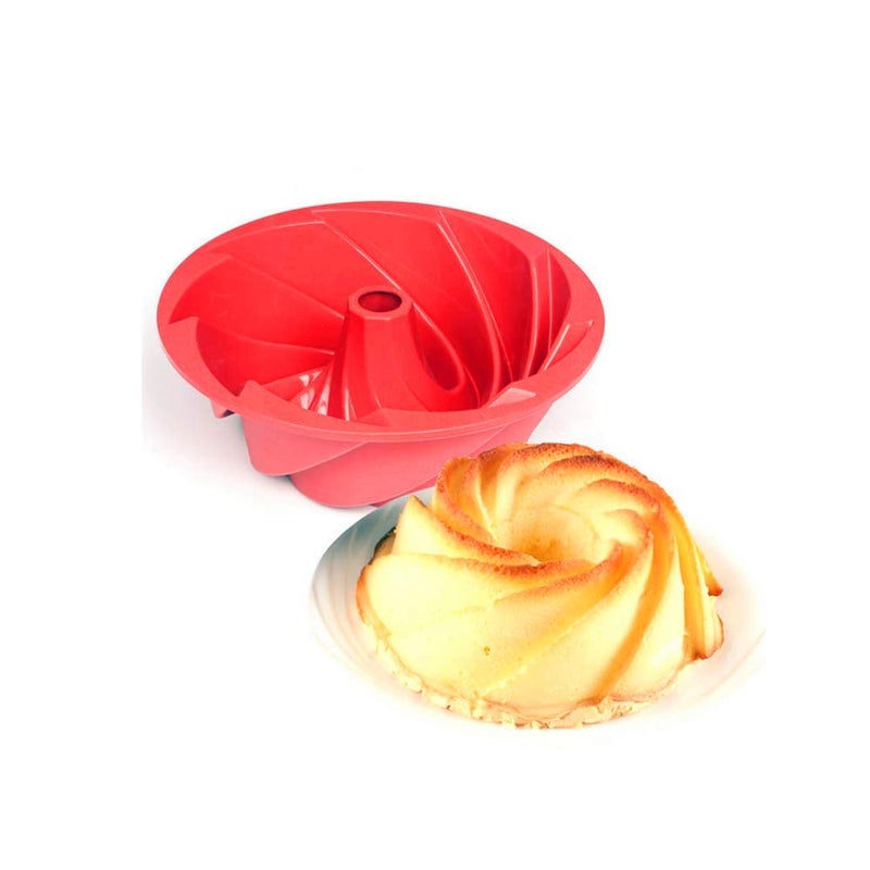 DODXIAOBEUL 6 12 Inch Silicone Baking MoldsGrade Fluted Round Cake PanNonStick Cake Pan for BreadGelatinJelloBaking Tools Cake Decorating PlateDIY Baking Tool Red