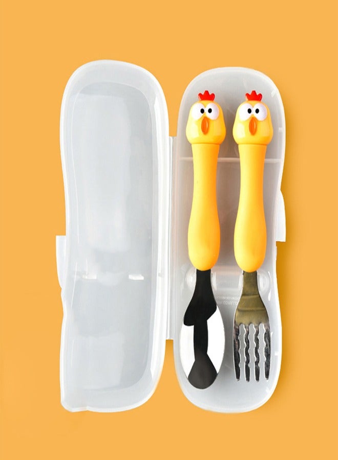 general Toddler Utensils Set  Children's Portable Tableware Spoon  Fork Set with Plastic Case 304 Stainless - Image 1