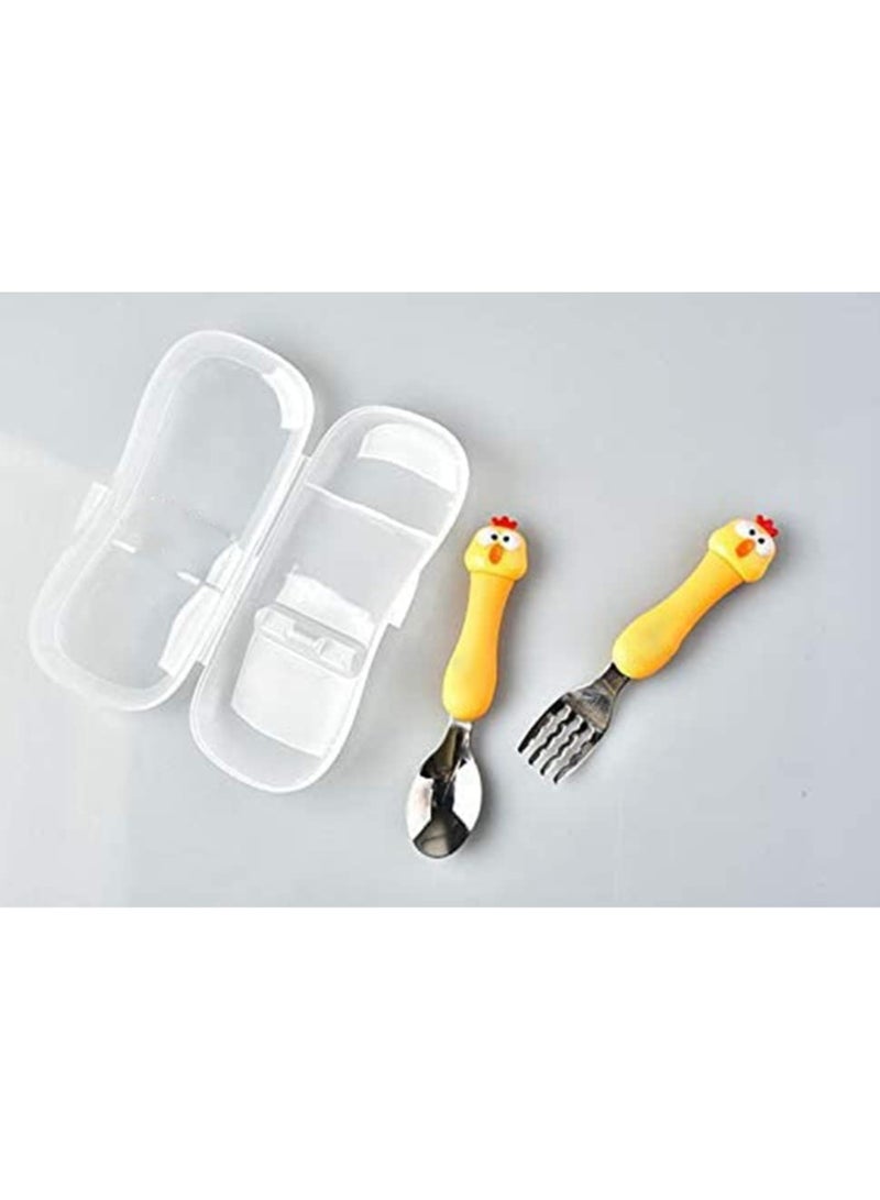 general Toddler Utensils Set  Children's Portable Tableware Spoon  Fork Set with Plastic Case 304 Stainless - Image 3