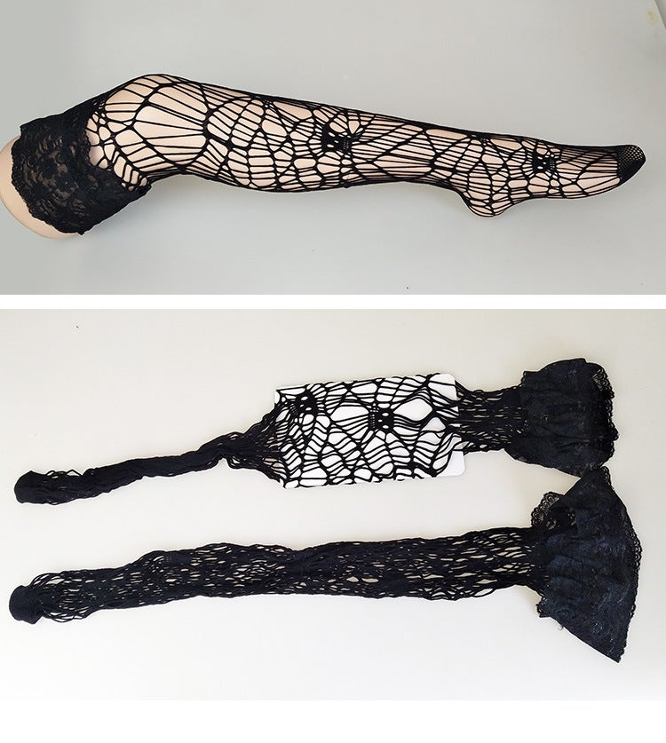 Style Long Tube Abstract Jacquard Socks 8631 Lace High Tube Net Stockings Over-The-Knee Socks Thigh Jacquard Socks - Image 3