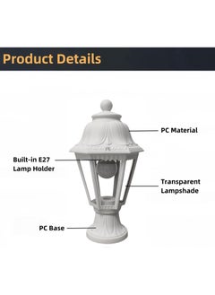 SP SUPER POWER  Outdoor Plastic Post Lights, Exterior Lamp Post Light Fixture with E27 Socket, White Waterproof Post Lantern with Clear Lampshade, Pillar Outside Lighting for Garden, Patio, Pathway  - Image 3