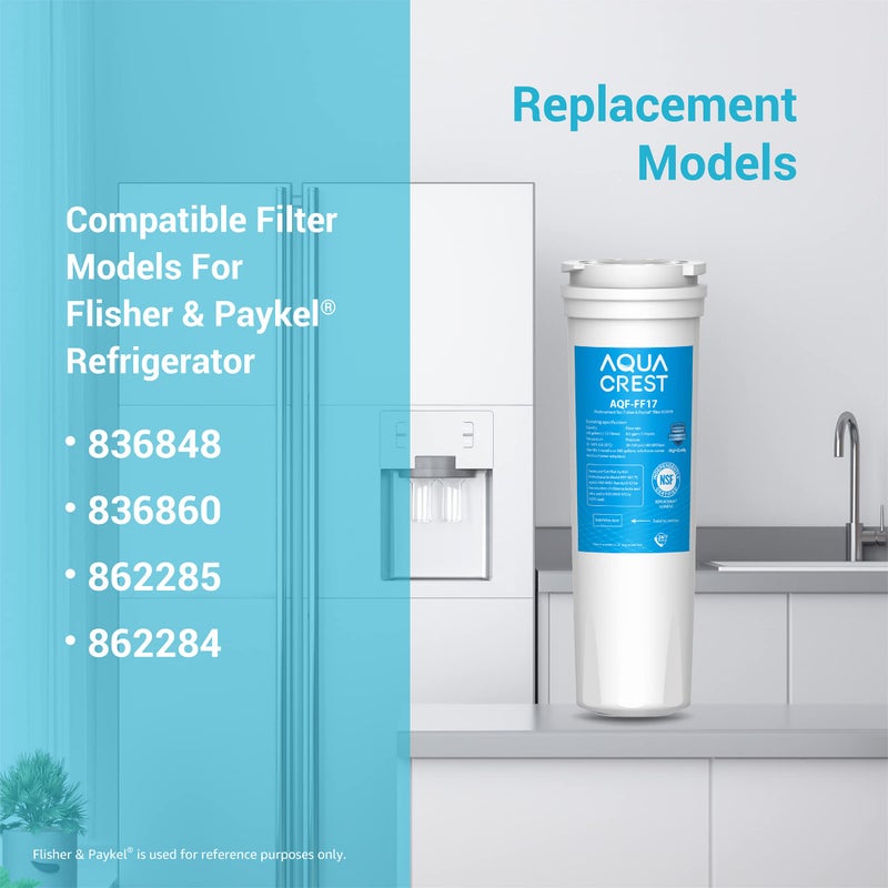 AquaCrest فلتر مياه الثلاجة AQUA CREST 836848، بديل لـ Fisher & Paykel® 862285، 836860، 862284، PS2067635، EFF-6017A، E522، E402، E442، عبوة من 3 (قد يختلف التعبئة) - Image 4