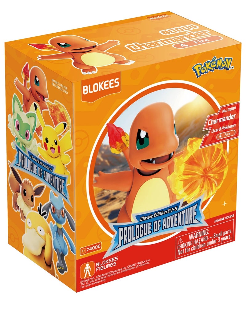 BLOKEES Pokémon Classic Edition S Charmander 74006 Model Kit | Buildable Mini Figure | Poseable Joints + Display Stand | ABS | Collectible Gift - Image 2