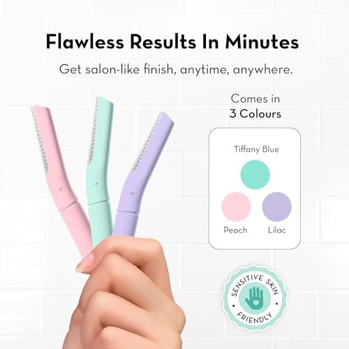 Plush Flawless Reusable Face Razor for Woman (Pack of 3) | Eyebrow & Facial razor with Single German Steel Blade | Instant & Painless Hair Removal for Upper Lips, Forehead, Sideburns | Prevents Cuts & Burns - Image 2