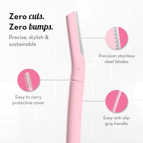 Plush Flawless Reusable Face Razor for Woman (Pack of 3) | Eyebrow & Facial razor with Single German Steel Blade | Instant & Painless Hair Removal for Upper Lips, Forehead, Sideburns | Prevents Cuts & Burns - Image 3