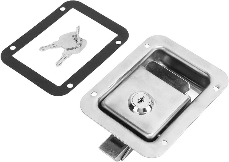 Stainless Steel RV Door Handle Latch Paddle Lock Knob Deadbolt 120x92mm for Trucks Trailers - Image 1