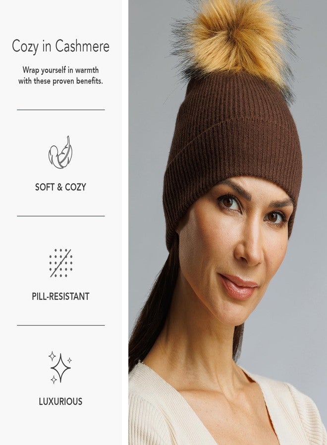 Fishers Finery Women's 100% Cashmere Winter Hat with Pom Pom (Black) - Image 3