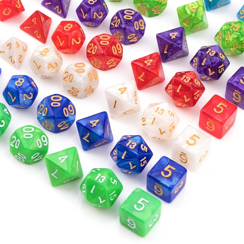 Awpeye 10 X 7 Polyhedral Dice Set (70 Pieces) for Dungeons and Dragons DND RPG MTG Table Games D4 D6 D8 D10 D% D12 D20 with 10 Pack Black Bags, 10 Colors - Image 4