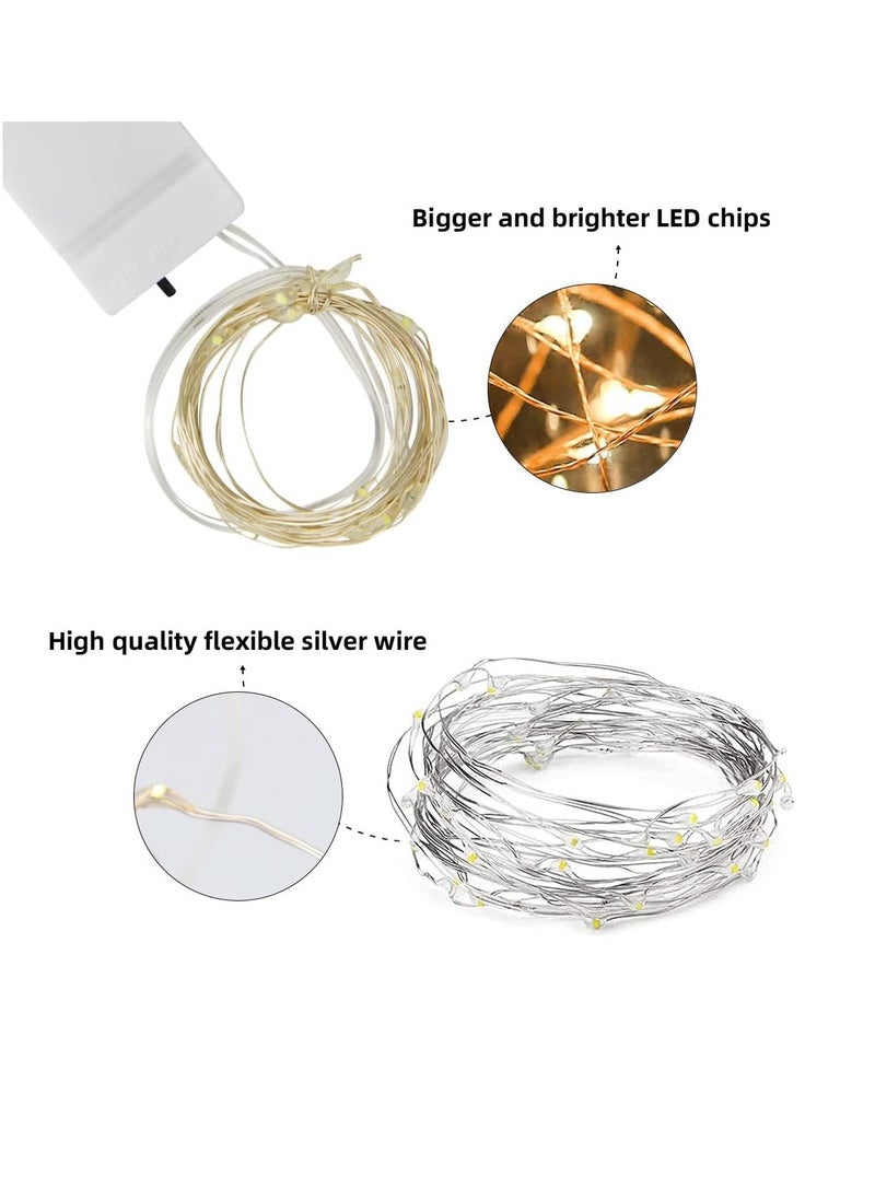 PAMEER 3-Pack Fairy String Lights with Battery and Flexible Copper Wire 2Mtr Mini 20 LEDs Strip Warm White LEDs for Christmas EID Ramadan Diwali Decoration Firefly LED Single Mode Battery Box Button ON OFF  - Image 3