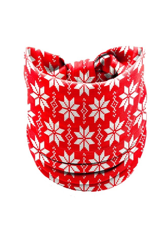 winthrop Christmas Headbands for Women Girls - 4 Pack Elastic Hair Bands with Red Snowflake, Green Plaid Snowflake, Reindeer & Festive Tree Prints, Holiday Winter Accessories for Party and Daily Wear - Image 3