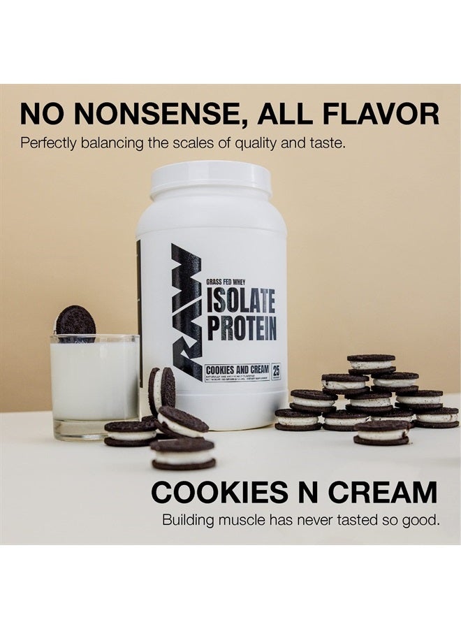 Raw مسحوق بروتين مصل اللبن المعزول، كوكيز آند كريم - مسحوق بروتين 100% من الأبقار المغذية على العشب لنمو العضلات والتعافي - قليل الدسم والكربوهيدرات، منكه ومحلي بشكل طبيعي - 25 وجبة - Image 3