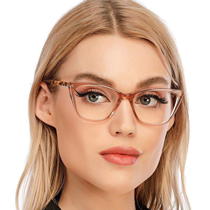 AQWANO Stylish Cat Eye Computer Reading Glasses Women Oversized Designer Blue Light Block Eyeglasses Readers Anti UV400 EyestrainChampagne 10