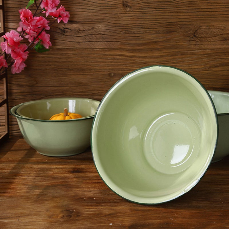 4Pcs Vintage Enamel Basin Old-fashioned Enamel Basin Enamel Bowl Enamel Mixing Bowl Soup Bowl - Image 3