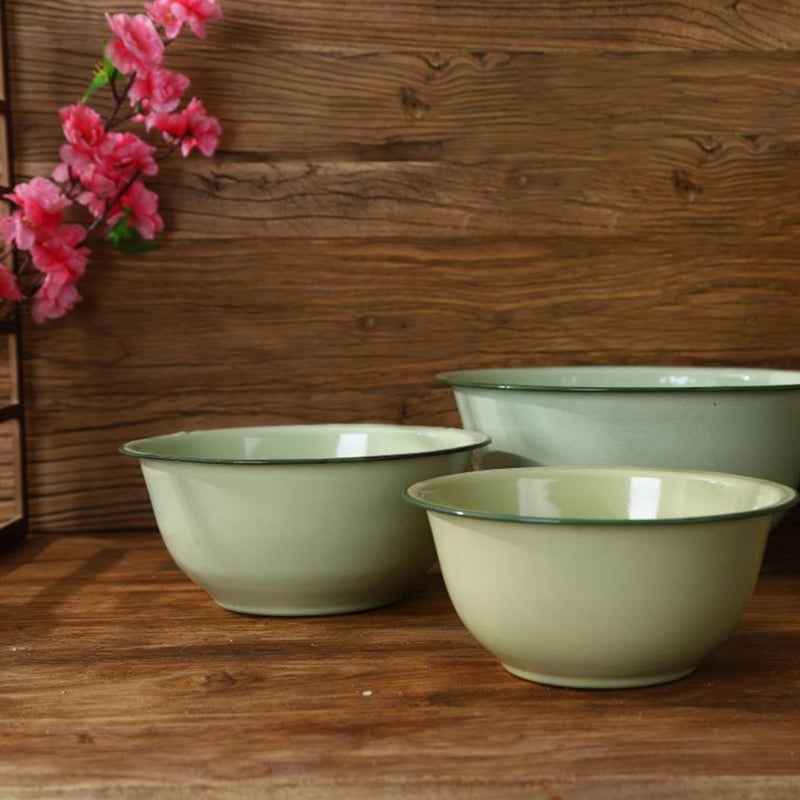 4Pcs Vintage Enamel Basin Old-fashioned Enamel Basin Enamel Bowl Enamel Mixing Bowl Soup Bowl - Image 2