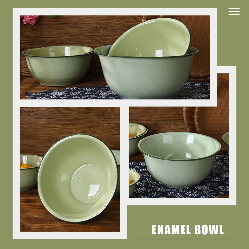 4Pcs Vintage Enamel Basin Old-fashioned Enamel Basin Enamel Bowl Enamel Mixing Bowl Soup Bowl - Image 5