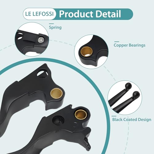 LE LEFOSSI Premium Aluminum Motorcycle Brake & Clutch Lever Compatiable with Harley Dyna XL Sportster 883 1200 Softail Fat Boy Road King 1996-2003 - Safety, Corrosion-Resistant, Smooth Brake, Black - Image 4