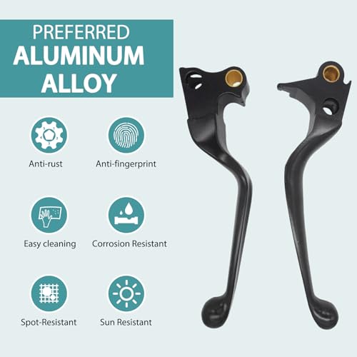 LE LEFOSSI Premium Aluminum Motorcycle Brake & Clutch Lever Compatiable with Harley Dyna XL Sportster 883 1200 Softail Fat Boy Road King 1996-2003 - Safety, Corrosion-Resistant, Smooth Brake, Black - Image 2