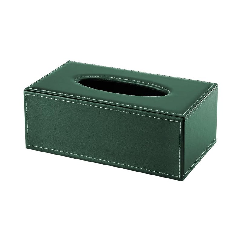 oddpod ™ PU Leather Rectangular Tissue Box Holder/Napkin & Paper Towel Dispenser with Magnetic Bottom Lid for Office, Home, Hotel, School & Salon - Bottle Green - Image 1