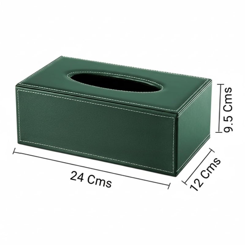 oddpod ™ PU Leather Rectangular Tissue Box Holder/Napkin & Paper Towel Dispenser with Magnetic Bottom Lid for Office, Home, Hotel, School & Salon - Bottle Green - Image 3
