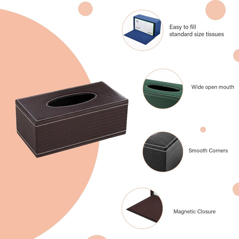 oddpod ™ PU Leather Rectangular Tissue Box Holder/Napkin & Paper Towel Dispenser with Magnetic Bottom Lid for Office, Home, Hotel, School & Salon - Bottle Green - Image 4