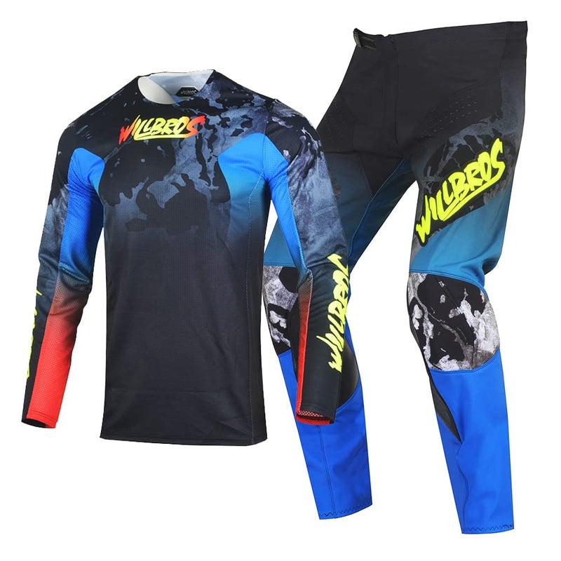 Willbros Motocross Jersey Pants Combo MX Suit Offroad Dirt Bike Downhill Race Mens MTB BMX Adult Black Blue Red Jersey S Pants 30 - Image 2
